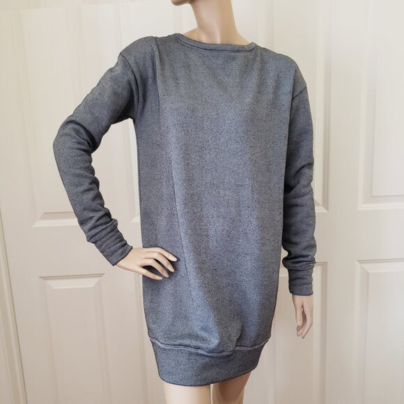 American Twist Fleece Lined Long Sleeve Sweatshirt Tunic Dress SZ S Gray - Picture 1 of 8